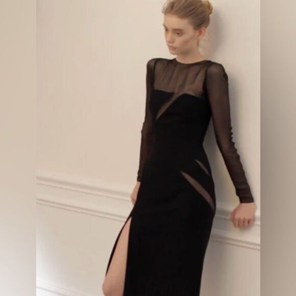 Emilio Pucci Elegant Black Sheer Sleeve/ panels Dress, US8 - Picture 4 of 14